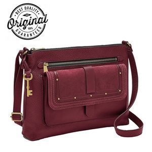 Nwt Fossil Kinley Claret Red Leather Crossbody Bag 12 x 9”